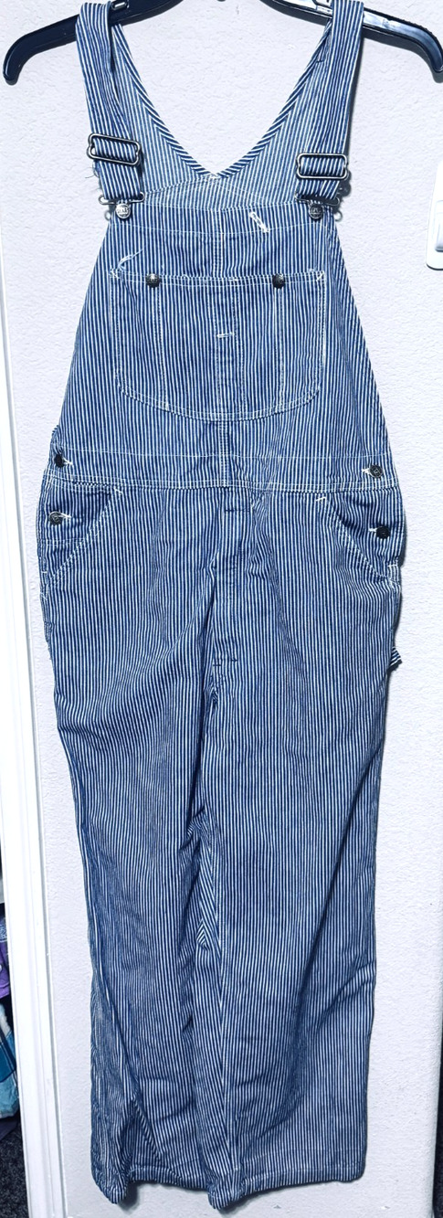 VTG Sears Railroad Striped Overalls weartuff Denim Union Made Mens 34 carpenter